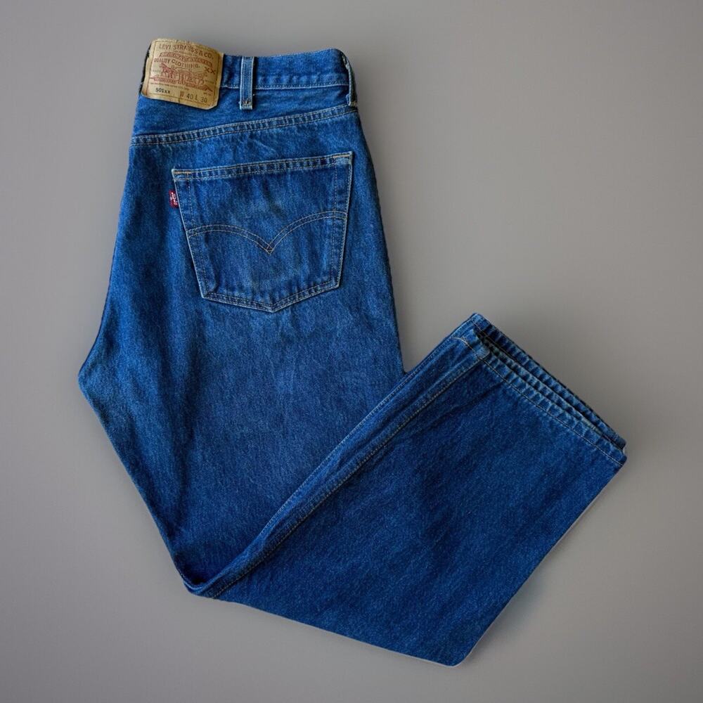 Vintage Levis 501 Jeans 37 Blue Dark Wash Straight Denim Workwear Non Selvedge